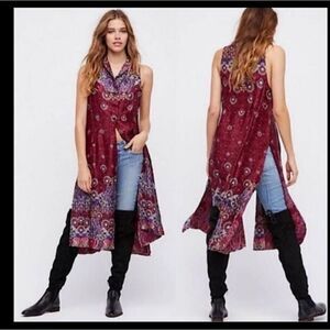 Free people womens Sz S come see about me boho maxi sleeveless vest duster